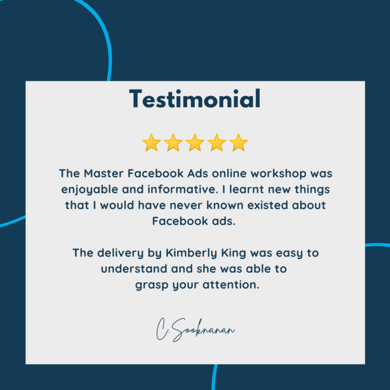 Testimonial from online workshop attendee